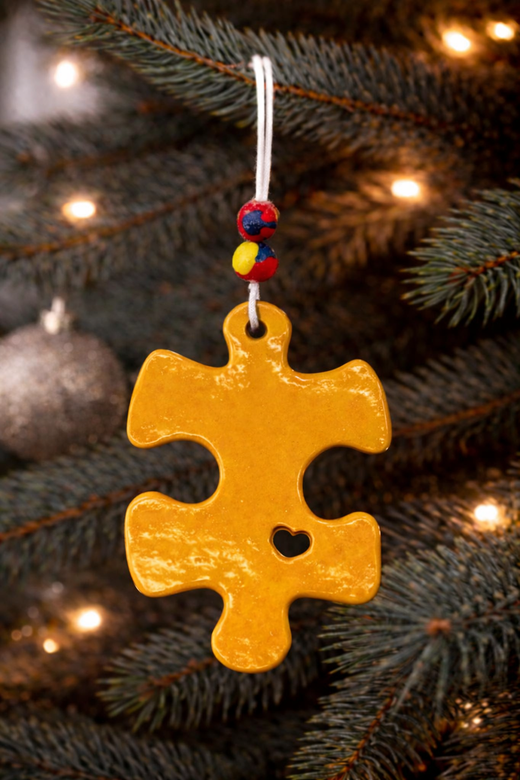 yellow autism ornament 