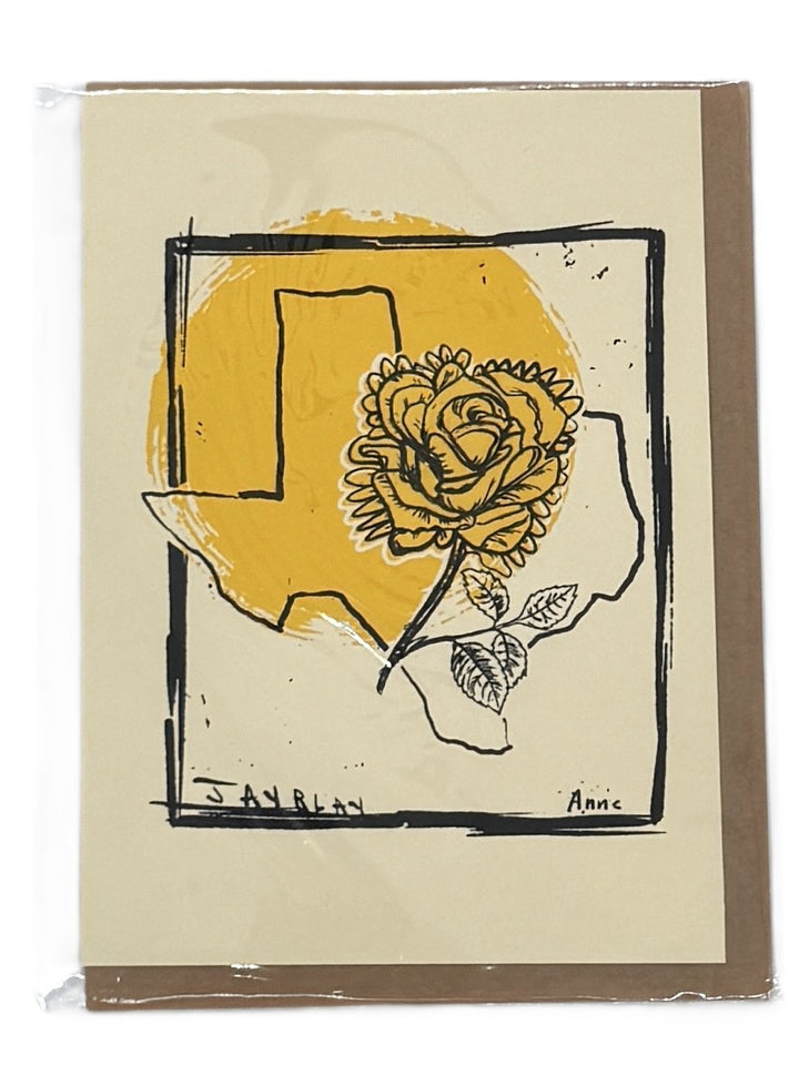 yellow rose texas state screen print card