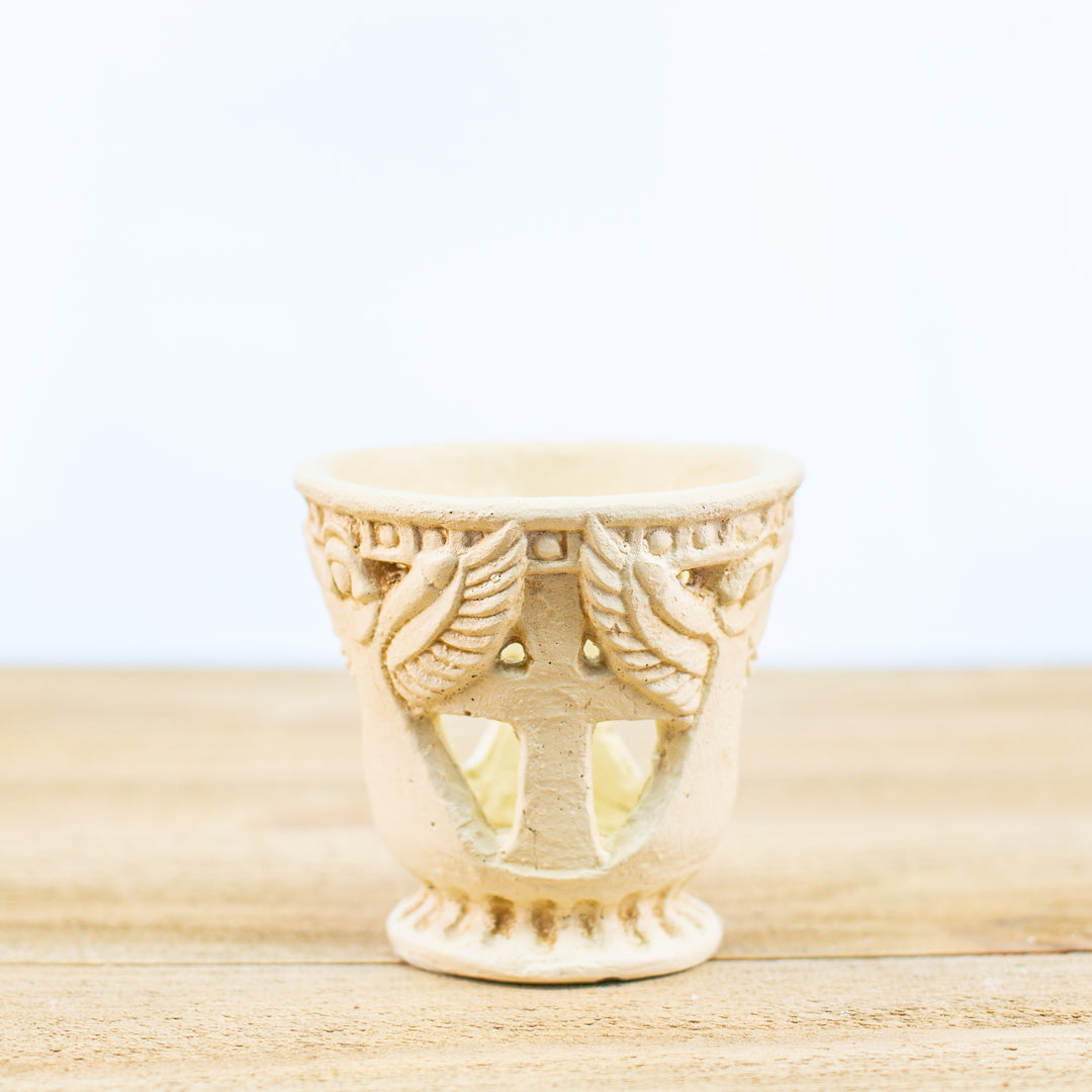 Candle Holder Angel Cross White