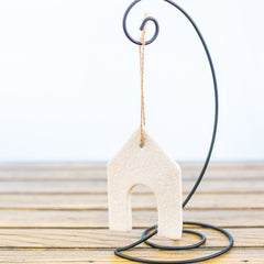 Ornament White Doghouse with Sugar Frost