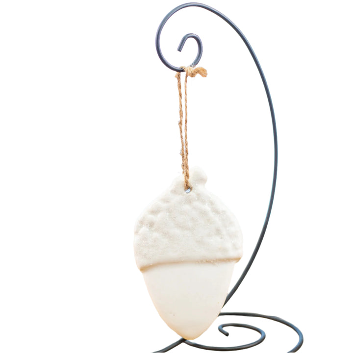 Ornament White Acorn with Sugar Frost *CM