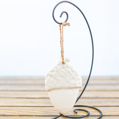 Ornament White Acorn with Sugar Frost