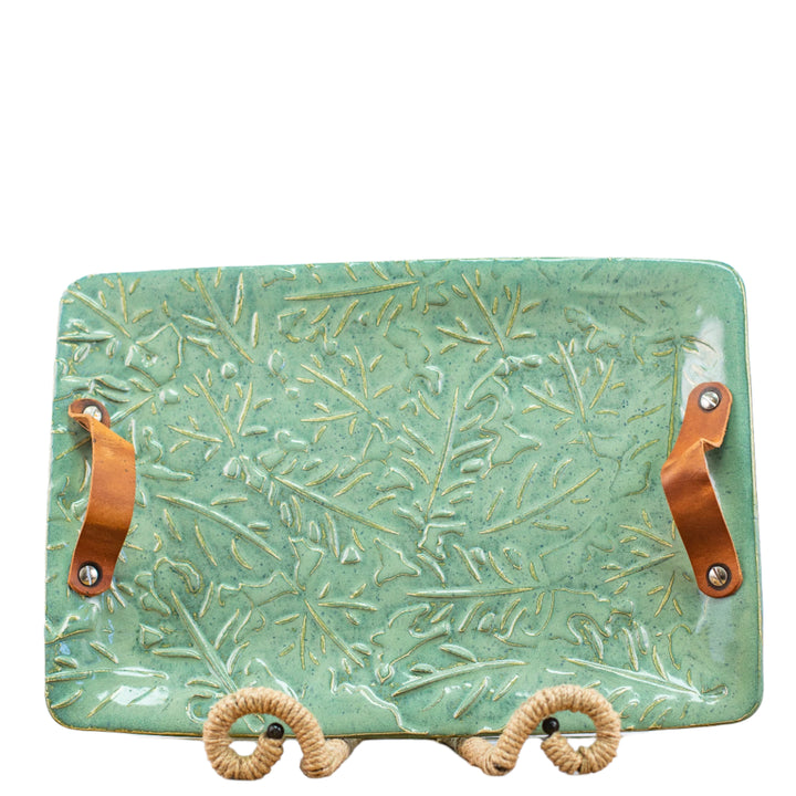 Tray Leaf Design and Leather Handles *CM