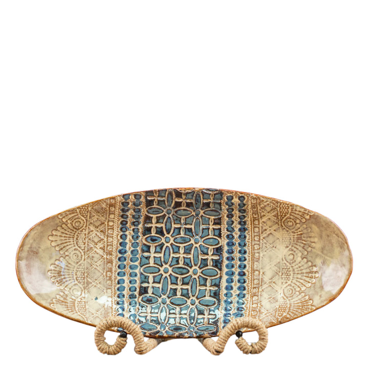 Bowl Oblong Lace Slip Brown *CM