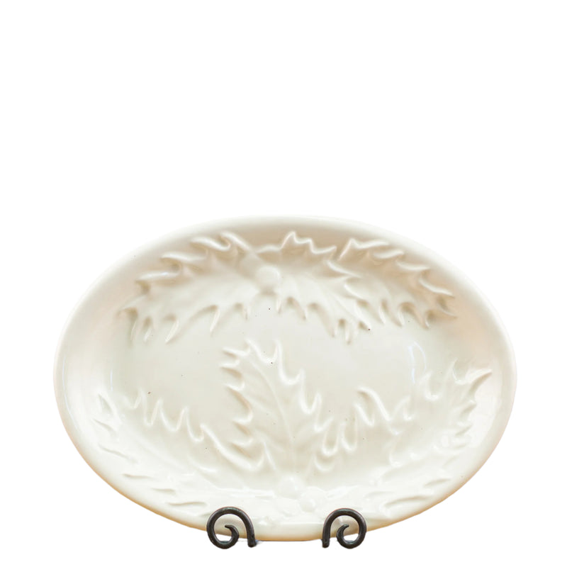 Platter Holly Design White White