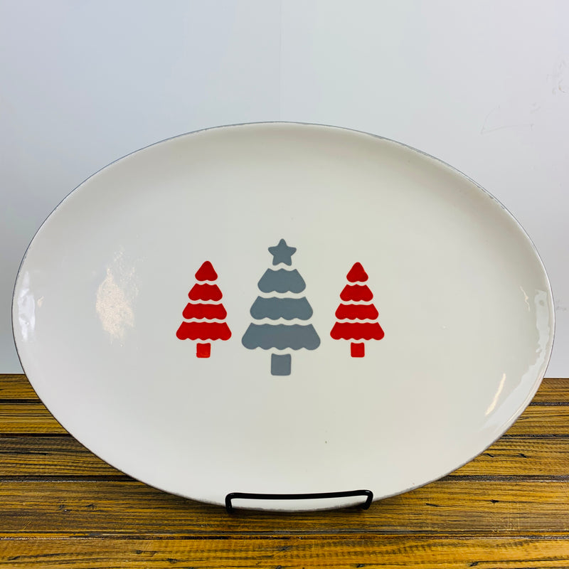 Platter Gray Edge with Christmas Trees