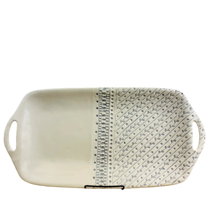 Platter Winter Vine Rectangular Pearl Gray *CM