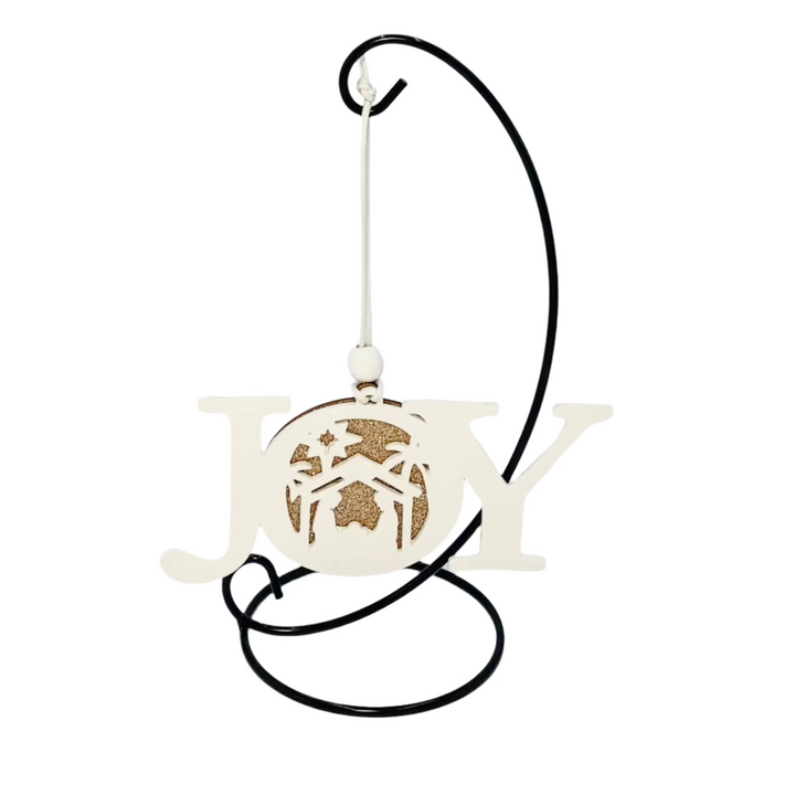 Ornament Wood Joy Glitter