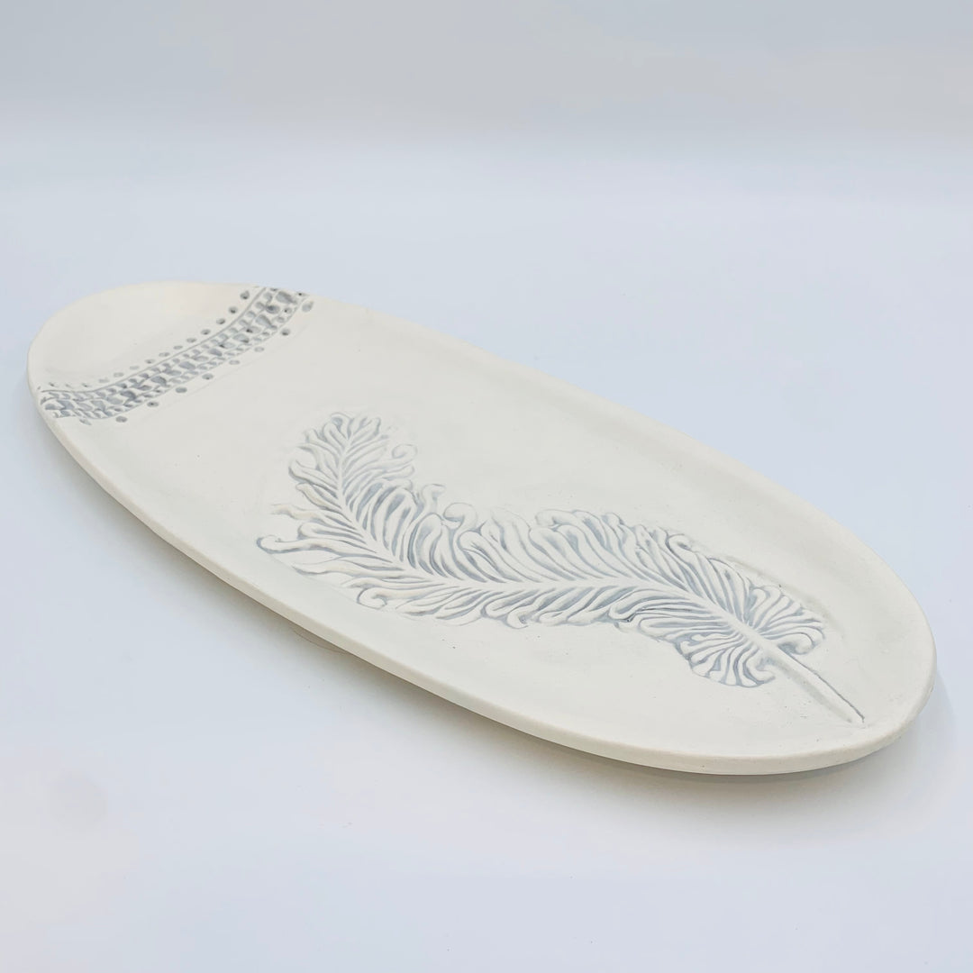 Platter Oval Feather Gray