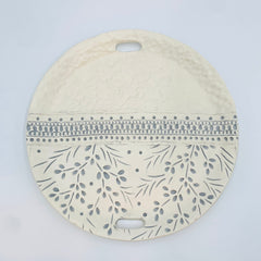 Platter Round Winter Branch Gray